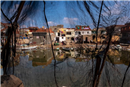 Behind the fishing nets